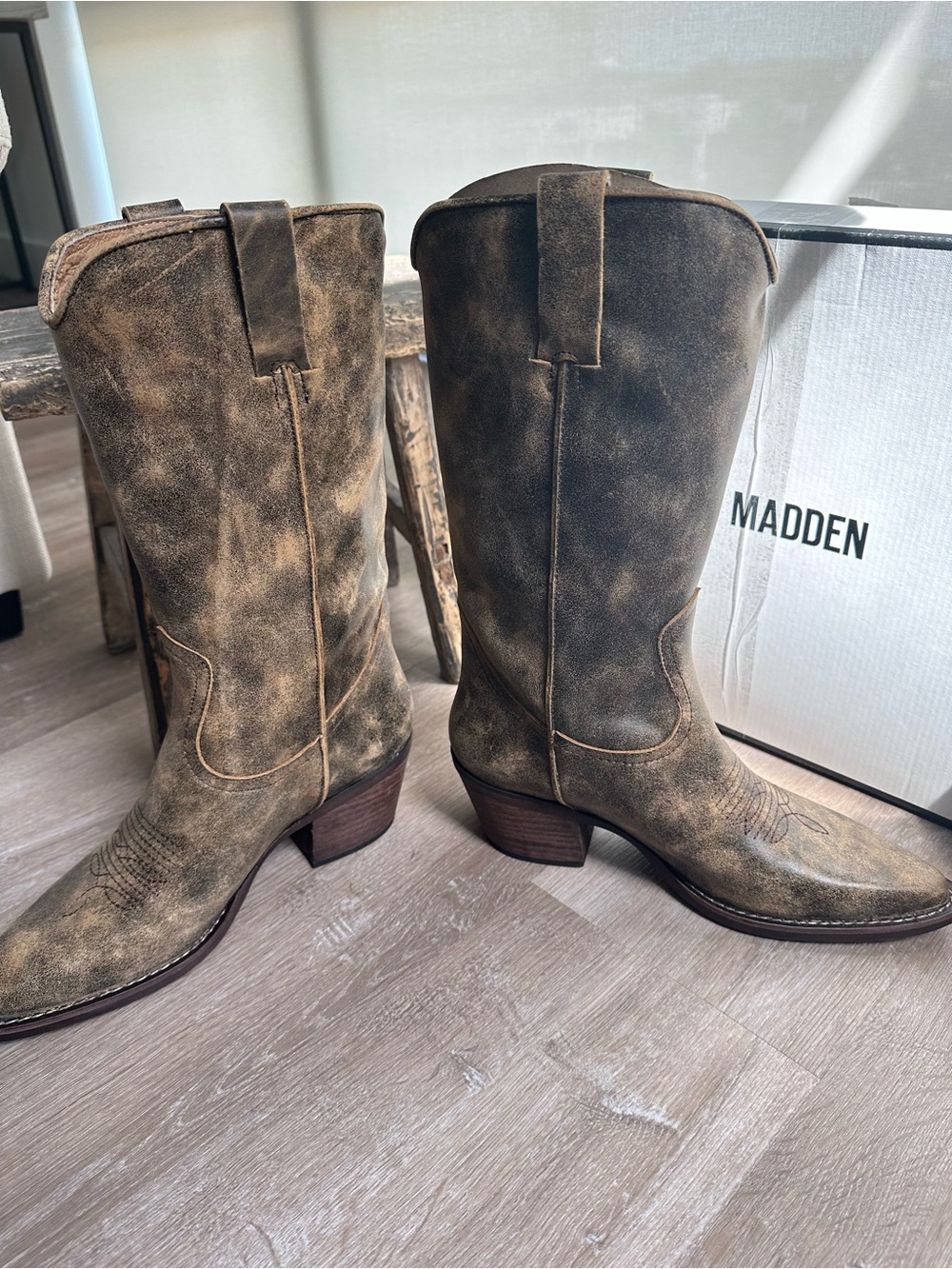 Albany Brown Distressed Steve Madden Boots - Picture 12 of 15